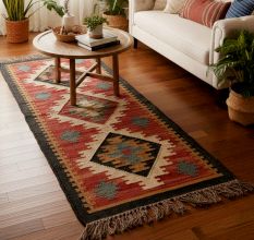 Vintage Handcrafted Multicolor Jute Dhurrie For Home